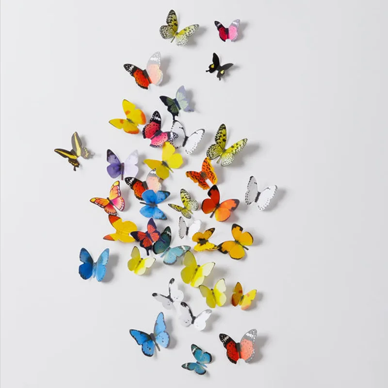 3D Artificial Butterfly Stickers Pretty Simulation Butterflies Home Wall Window Curtains Ornaments Badroom Living Room Supplies