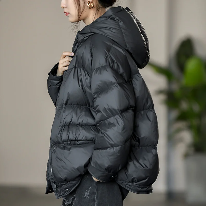 

Winter New Literary style Ladies Down jacket 2022 Casual hooded white duck down Down Jacket Women lightweight Down jacket Female