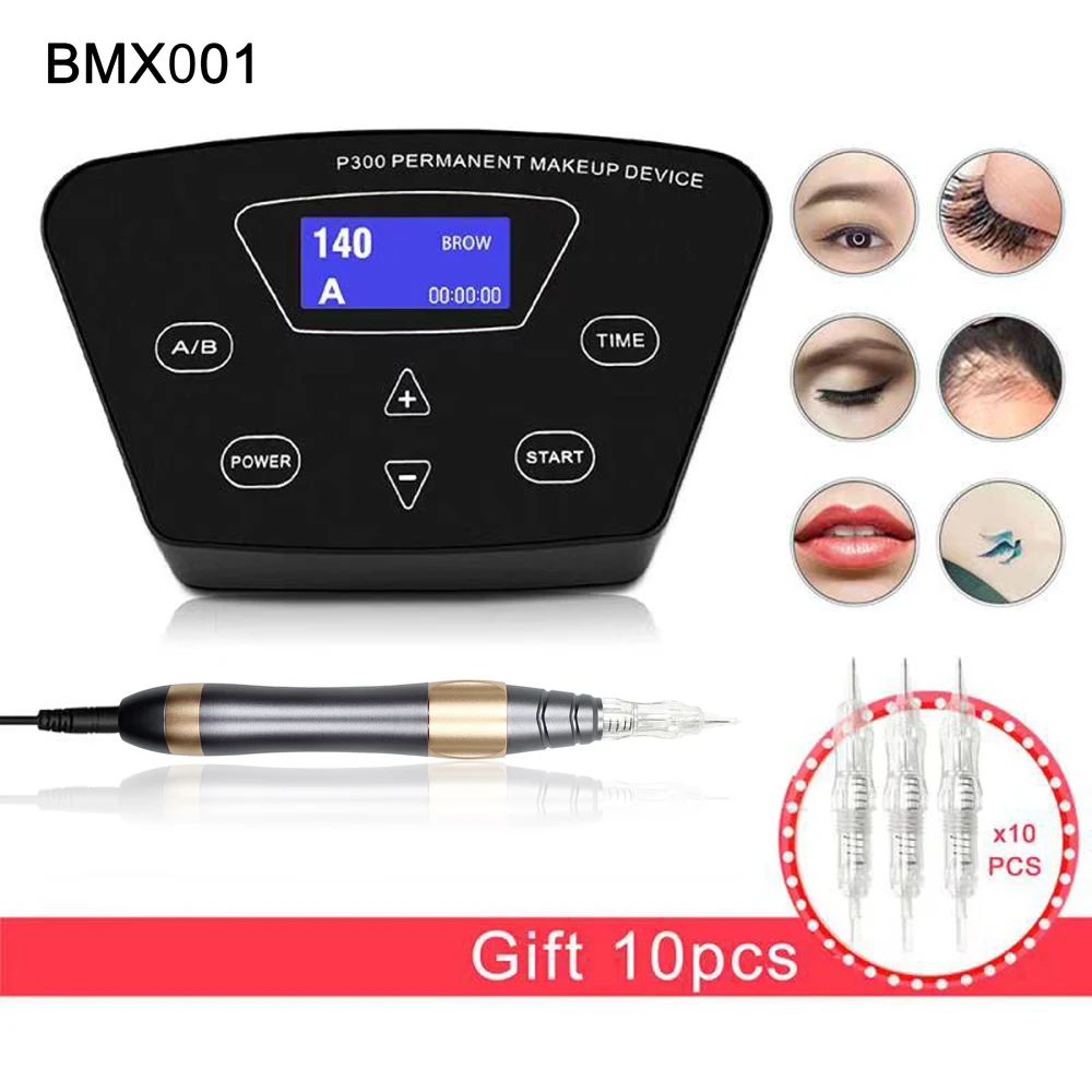 Biomaser P300 Permanent Makeup Tattoo Machine kits BMX001 Digital Panel Tattoo Cartridge Needle Machine Eyebrow Lip Pen