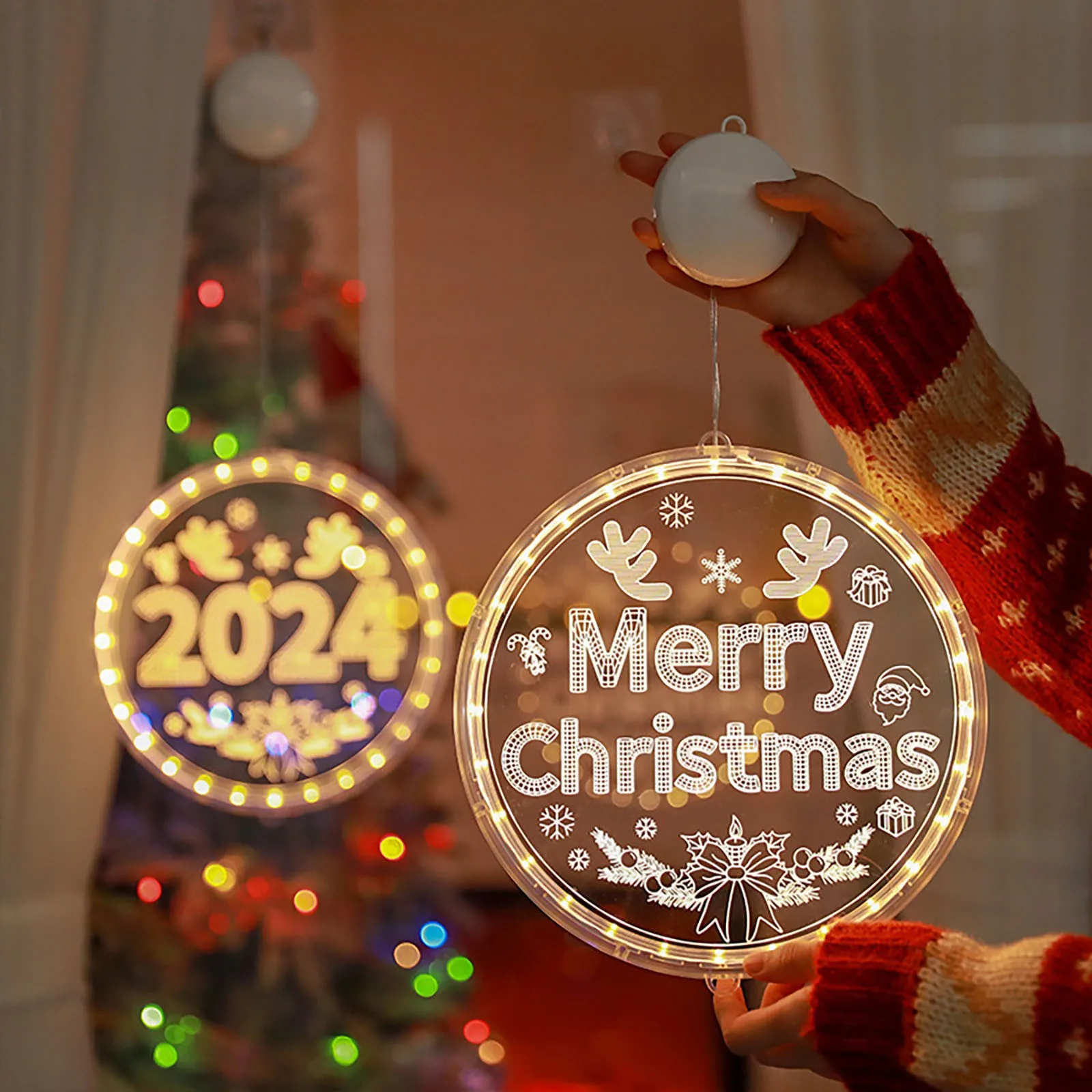 

Acrylic Christmas Decoration Lights Holiday Room Window Ornament Gifts Hanging Christmas Tree Decorations Party Supplies 2024