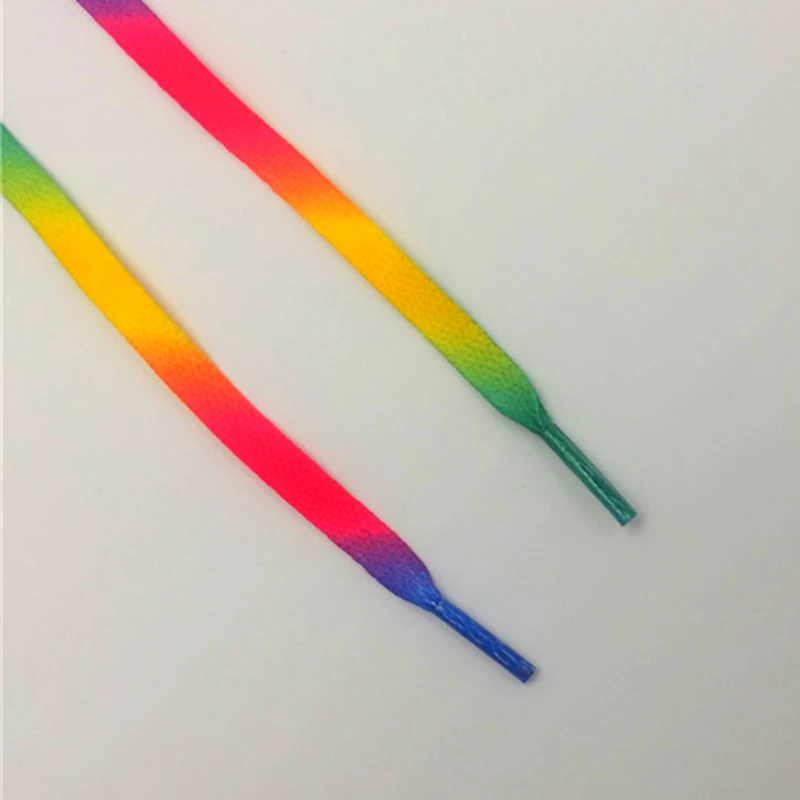 Weiou High Quality Accessory 8MM Heat Transfer Polyester Printed Strings Rainbow Canvas Bootlacets Luxury Unisex Cordon 100Pairs