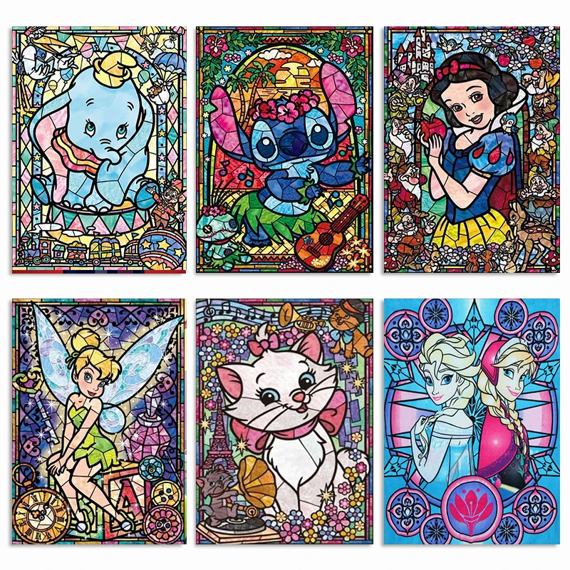 

Disney Diamond Painting Cartoon Characters Set Hobby Art 5D Round Drill Fairy Princess Diamond Mosaic Embroidery Home Decor Dj09