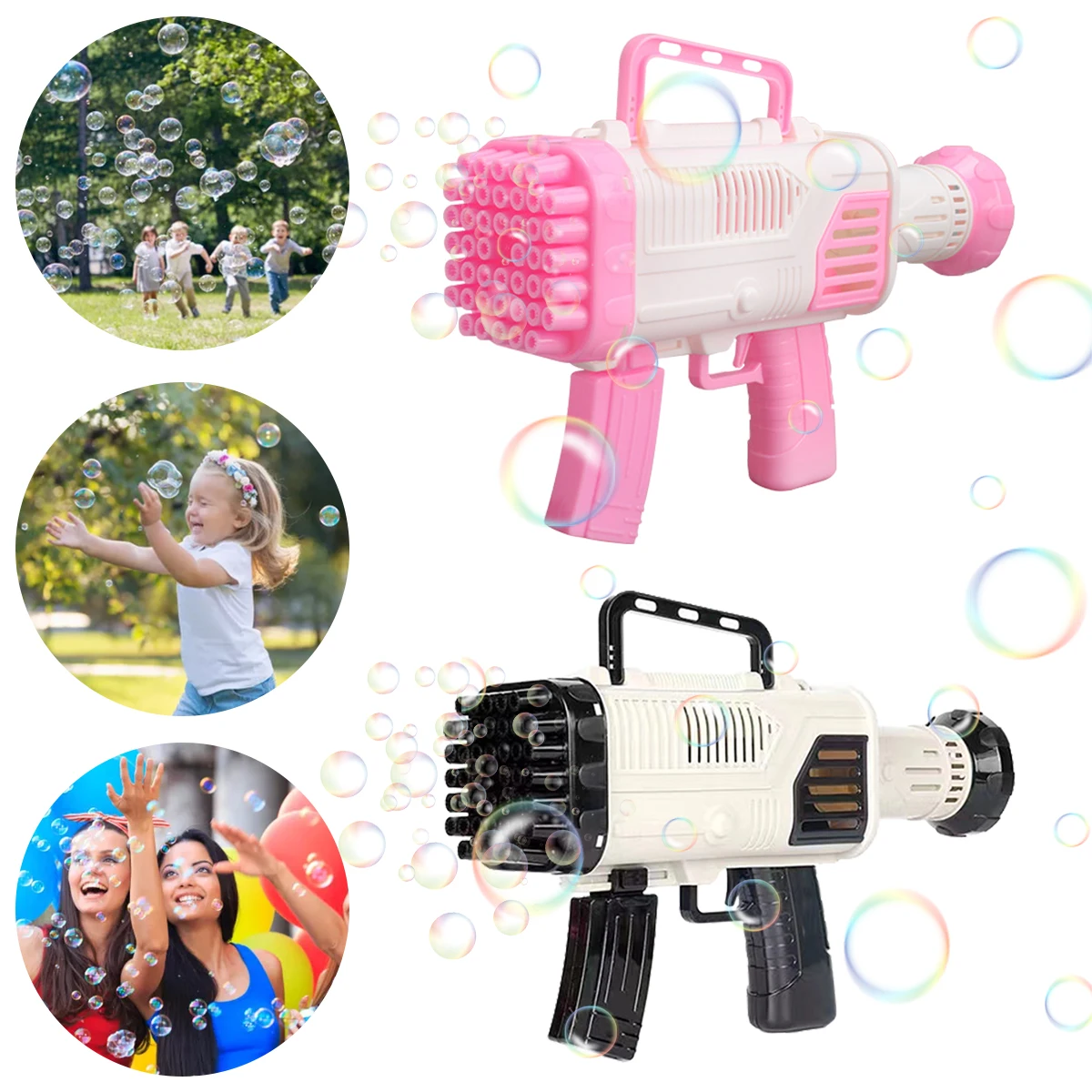 

NEW44 Hole Bubble Gun for Kids Bubble Gun Blaster Bubble Machine Gun with Strap and Bubble Basin Indoor and Outdoor Bubble Blowe