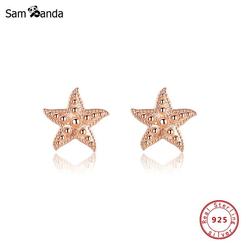 

Original 925 Sterling Silver Stud Earrings Rose Gold Starfish Earings For Women Piercing Luxury Jewelry Wedding Gift
