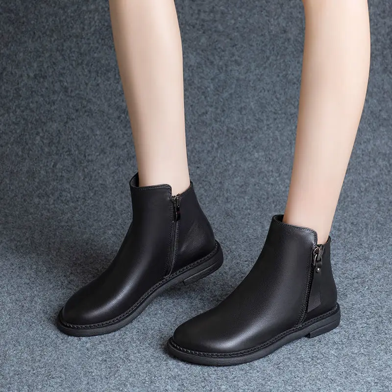 

Women's Shoes Flat Boots Soft Leather Short Martn Boots Women's Spring Single Shoes Soft Bottom 2022 New Single Shoes Boots
