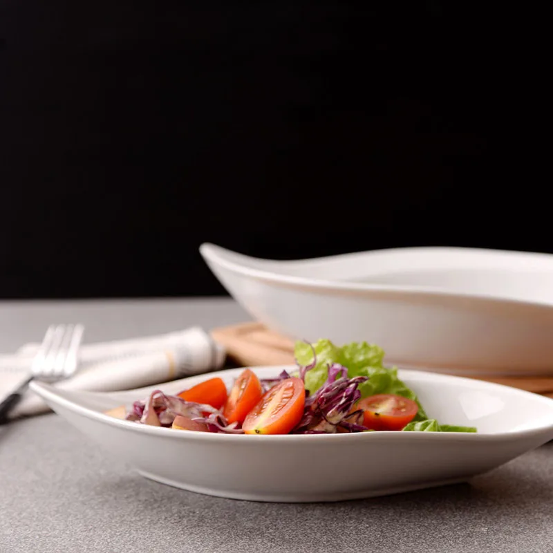 

Creative Ceramic Plate Leaf Decor Western Restaurant Vegetable Salad Plates European Afternoon Tea Dessert Dish Kitchen Cutlery