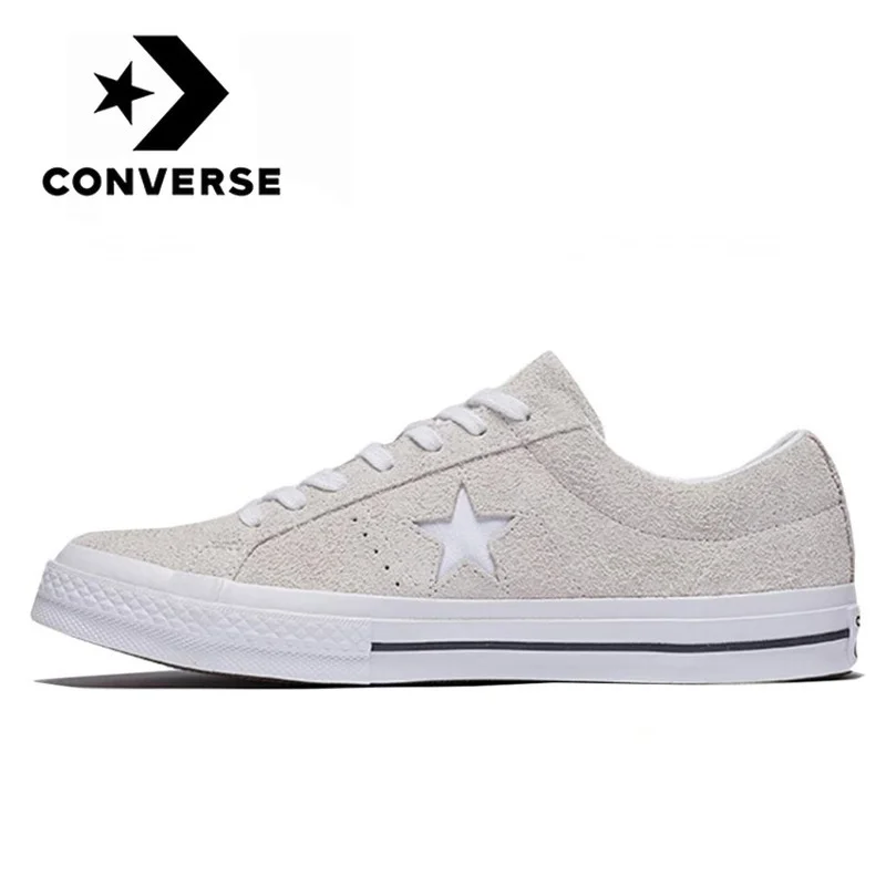 Original  Converse One Star OX men and women unisex Skateboarding sneakers classic white beige low flat canvas Shoes