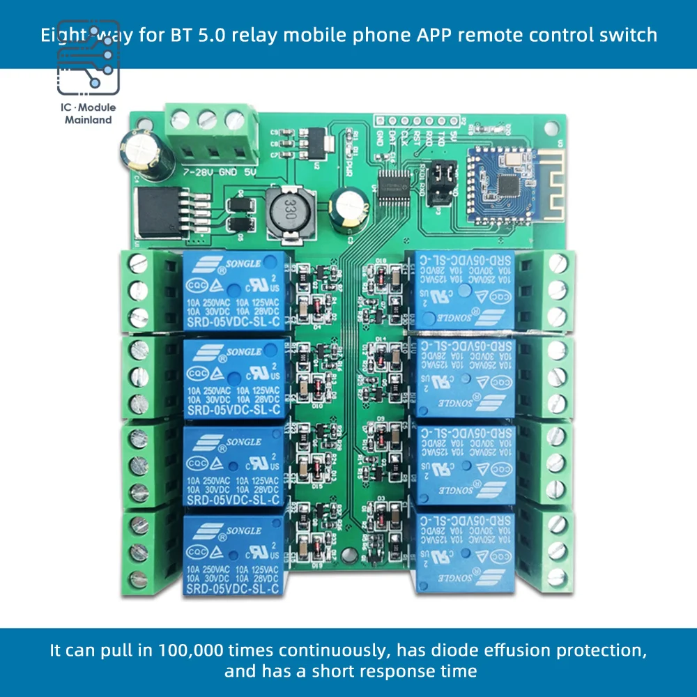 

8-Channel Relays BLE for Bluetooth 5.0 Relay Module Relay Board Power Supply for Electrical Appliance