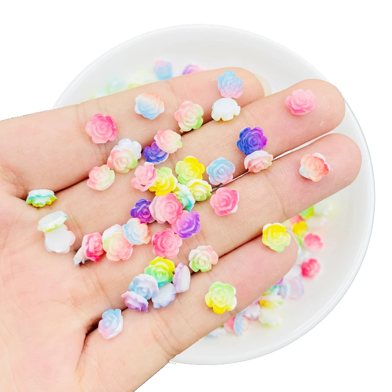 

50 Pcs New Mini Kawaii Cartoon Cute Mixed Color Floret Resin Scrapbook Rhinestones 3D For DIY Manicure Accessories Decorations