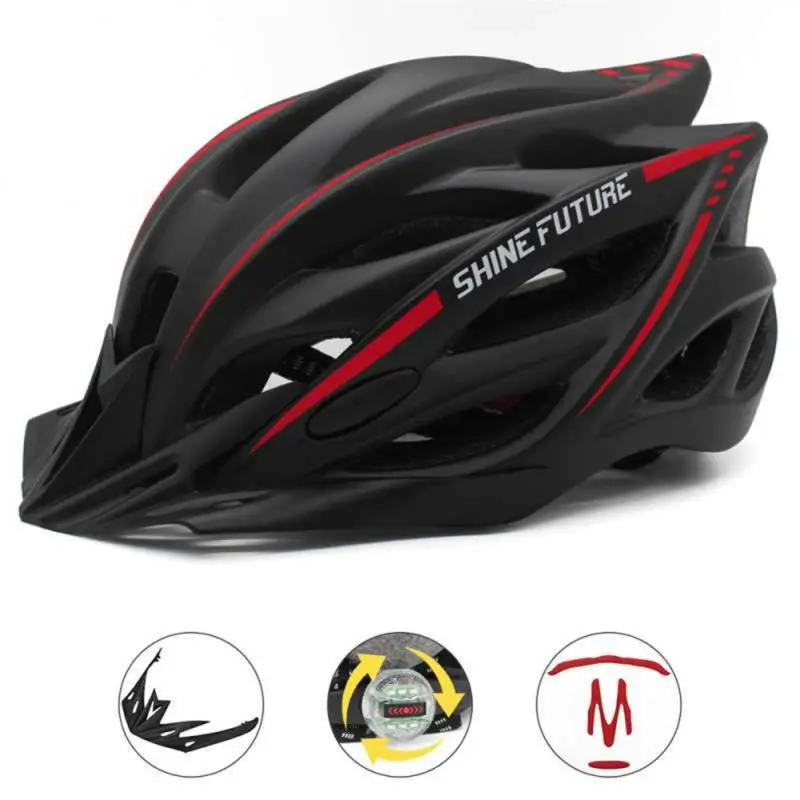

Ultralight Cycling Helmet Safety Bike Helmet Outdoor Motorcycle Bicycle Taillight Helmet Removable Lens Visor Mountain Road