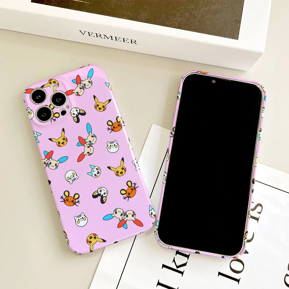 Phone Case For Apple iPhone 14 13 12 11 Pro Mini XS X Max XR SE 8 7 6S 6 Plus Full Printed Hard Film Case Cute P-Pikachu Family
