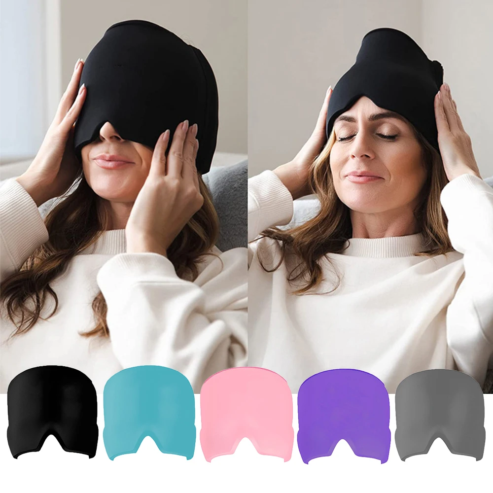 

Headache And Migraine Relief Cap Form Fitting Gel Ice Cold Hat Hot Compress Therapy Head Wrap Pack Mask For Tension Sinus Stress