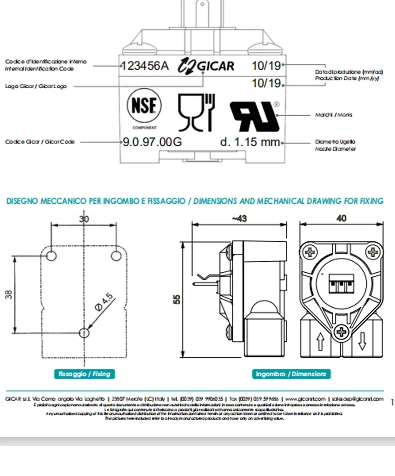 GICAR микрорасходомер высокоточный датчик расхода расходомер кофемашины