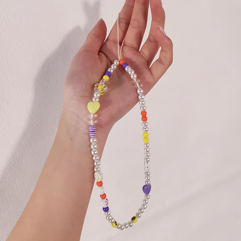 

Short Creative Hand-beaded Mobile Phone Lanyard Japanese Tide Pendant Fashion Pendant Shell Wrist Strap Anti-lost Sling Female