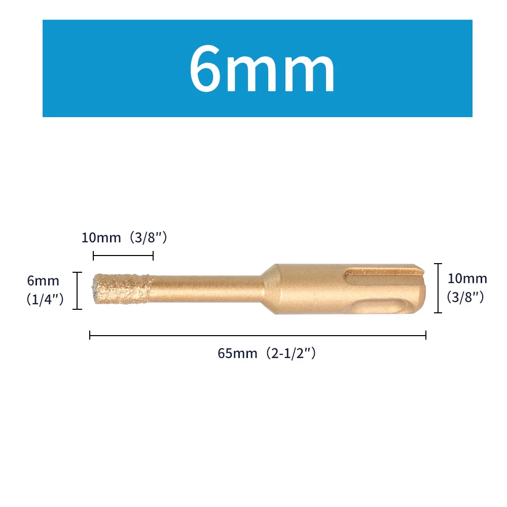 Сухое сверло SDS-Plus с алмазным паяным сердечником, аксессуары для резки фарфоровой пилы, стакана, плитки, мрамора, стекла, гранита
