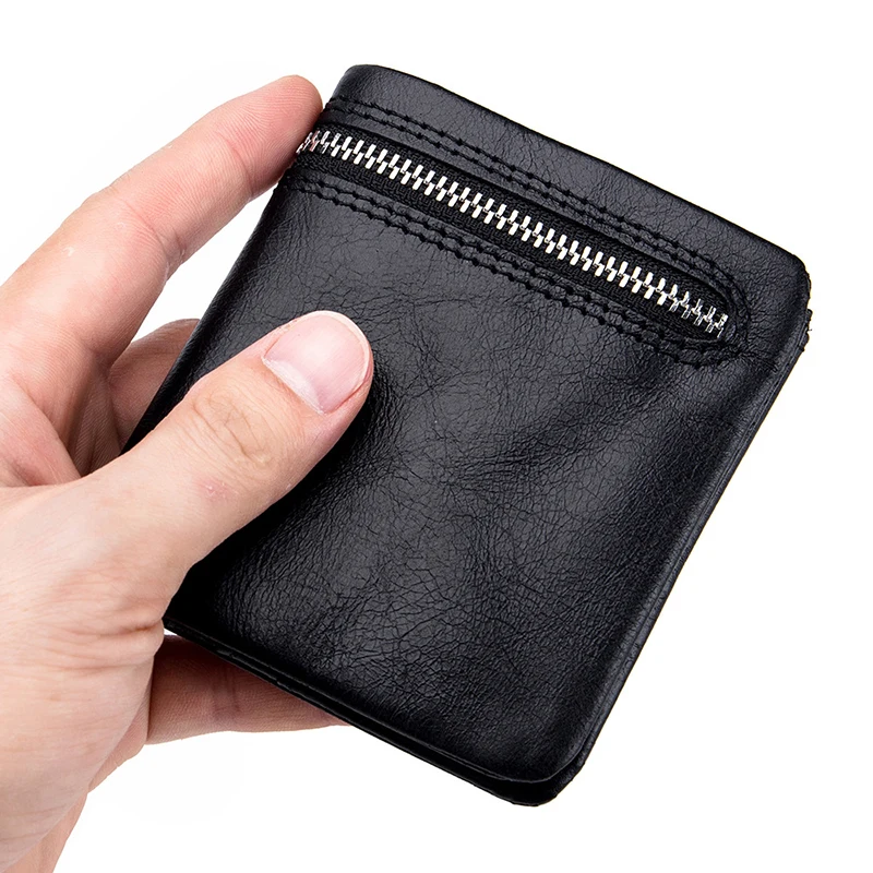 Mini Purse Men Women Cards Holders Handmade Ultra-thin Soft Wallet First Layer Leather Wallets Short Zipper Buckle Small Bags