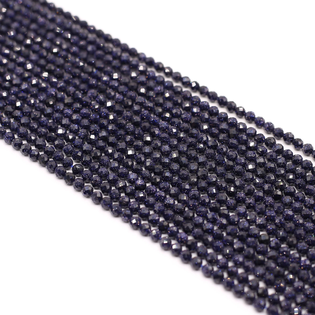

4mm Blue Sand Stone Beads Faceted Natural Round Stones Loose Spacer Beads for Jewelry Making DIY Bracelet Accessories Wholesale
