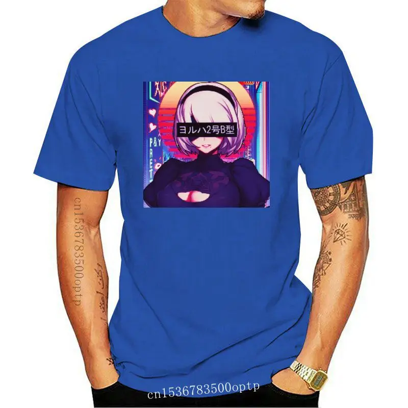 

Camiseta de manga corta para hombre, ropa de calle Sexy, Vaportrash, 100% algodón, cuello redondo, nueva YoRHa 2B