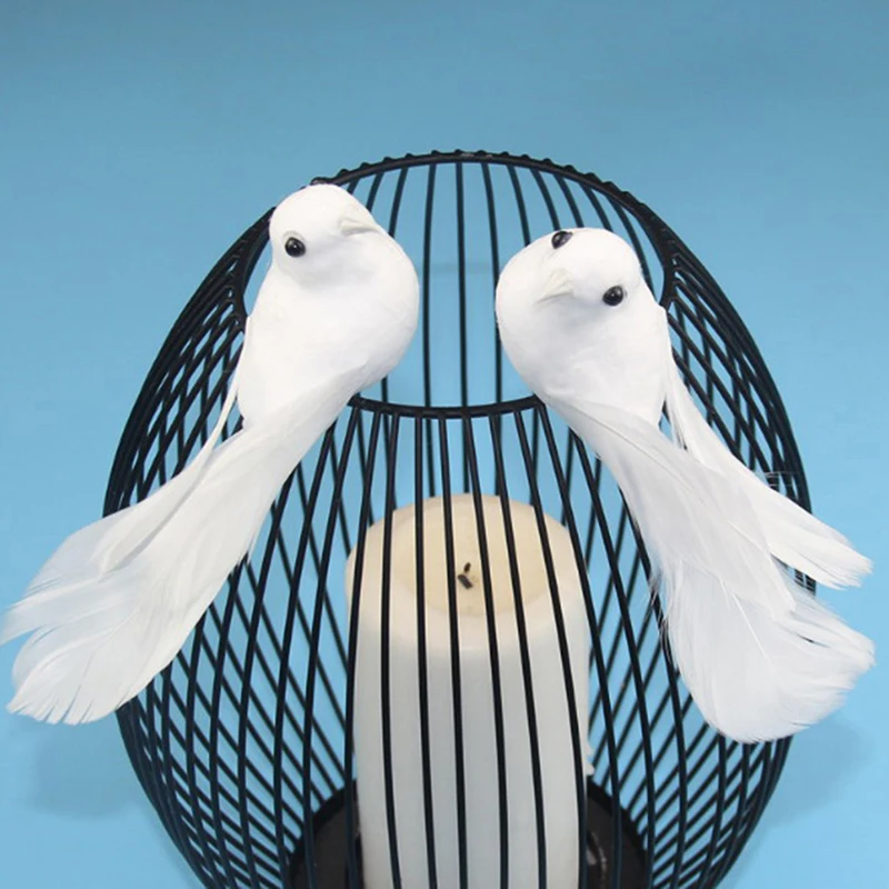 

2pc/Set Of Wedding Simulation Bird Fake Pigeon Artificial Foam Feather Realistic Ornaments Crafts Photography Props Garden Decor