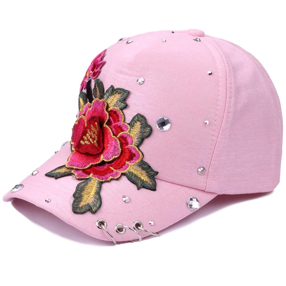 

Women's Hat Spring And Summer Day Hat Decal Diamond Baseball Cap Leisure National Style Duck Tongue Hat Sunscreen Sunshade Hat