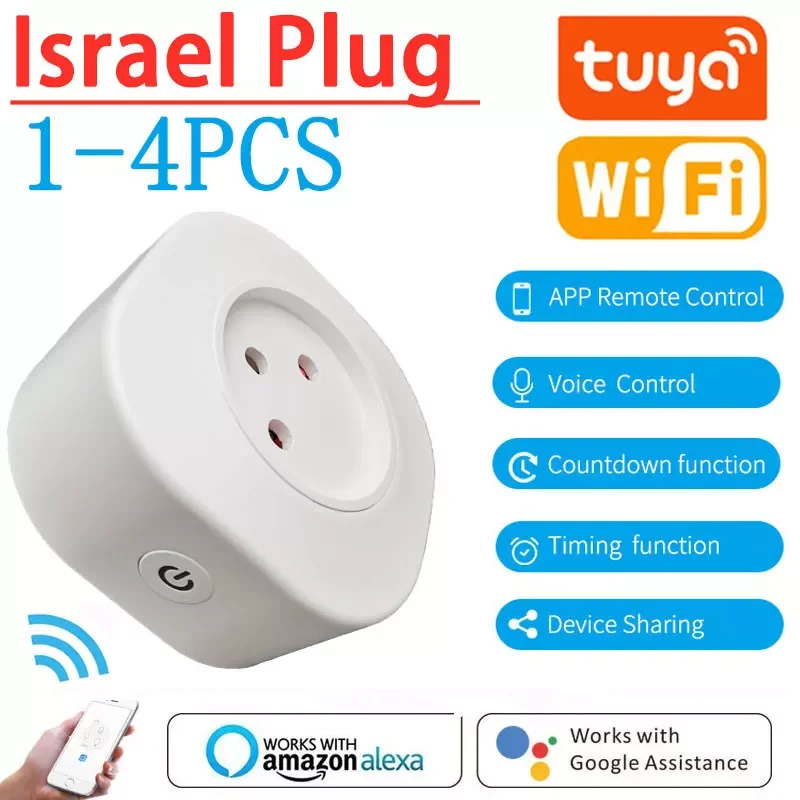 

16A Israel Smart Wifi Power Plug Smart Wifi Wireless Socket Outlet Work with Alexa Google Home Assistant Tuya SmartLife APP