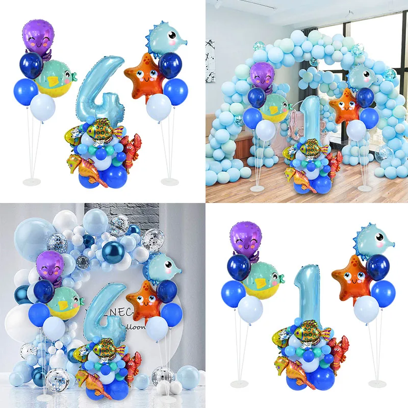 

Ocean Animal Balloon Set Seahorse Octopus Blue Digital Aluminum Foil Balloon for Kids Birthday Decor Ocean Themed Party Supplies