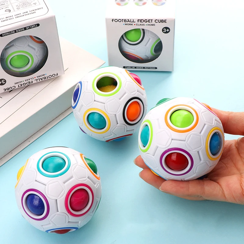 Montessori Rainbow Color Matching Game Magic Ball Cube Magic Ball Fidget Sensory Ball Puzzle Stress Reliver Fidget Toys for Kids