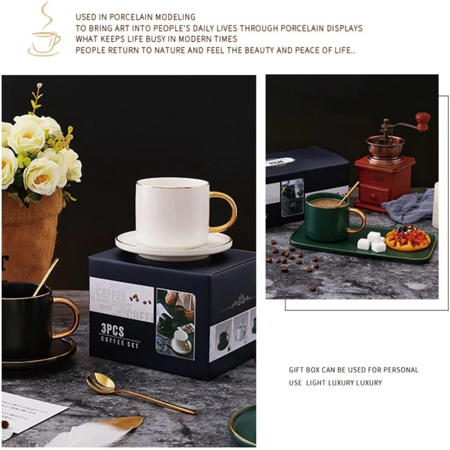 Элегантный и изысканный современный керамический набор чашек для чая кофе