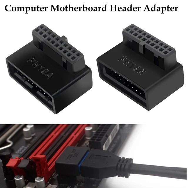 USB3.0 19/20Pin Male to Female Extension Adapter Desktop Computer Motherboard Steering Header Adapter Angled 90 Degree Converter 1