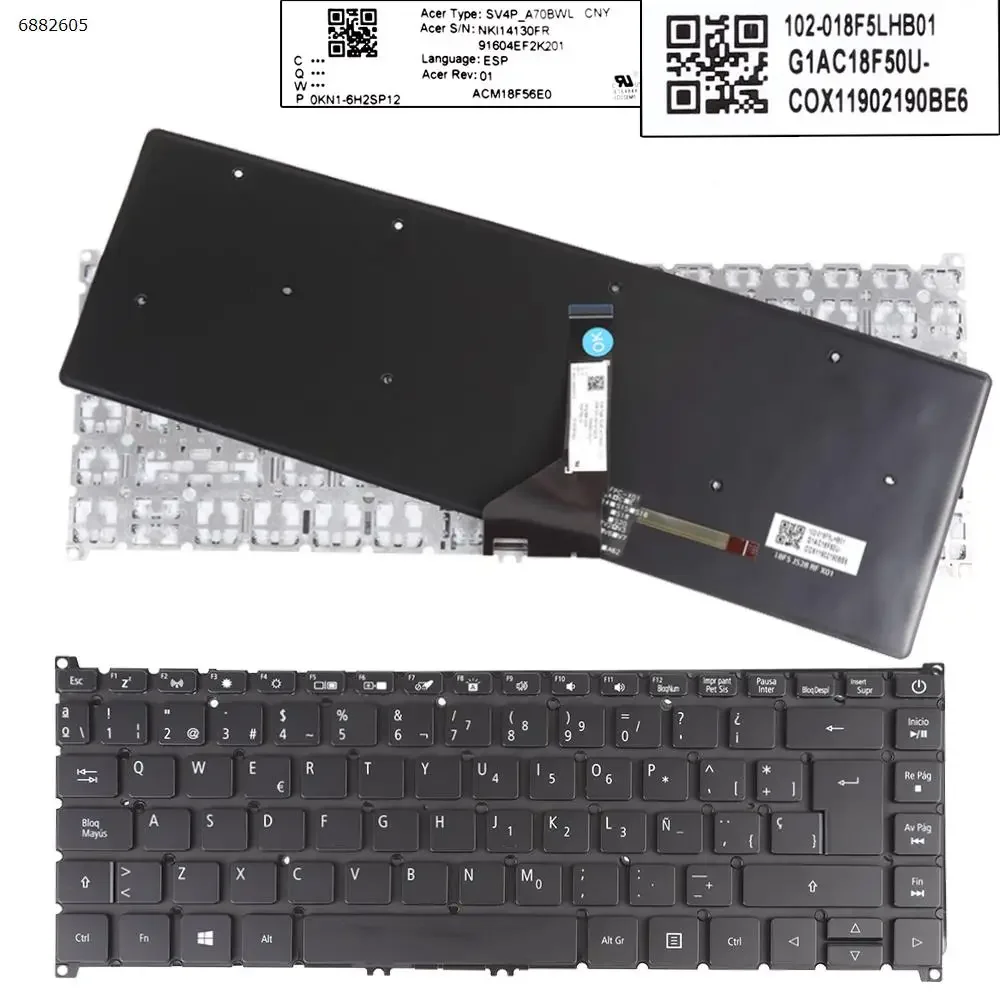 

SP Клавиатура для ноутбука Acer N17W3 SF514-52 SF514-51 черная подсветка