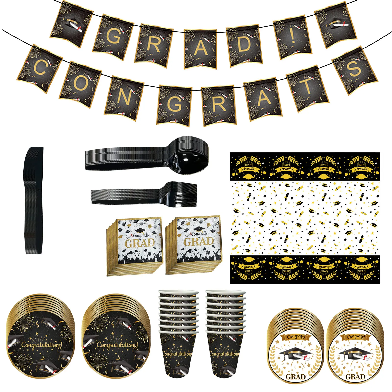 

Украшения для Выпускной вечеринки 2022 украшения для Выпускной вечеринки 2022 для 16 гостей 114 шт. непригораемый столовый сервиз золотистый и