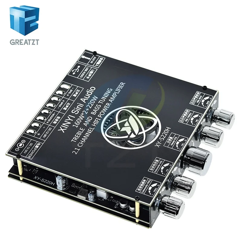 Фото XY-S220H 160W*2+220W TDA7498 Bluetooth-плата усилителя мощности для сабвуфера, 2.1-канальная Hi-Fi аудиоплата усилителя мощности класса D №1