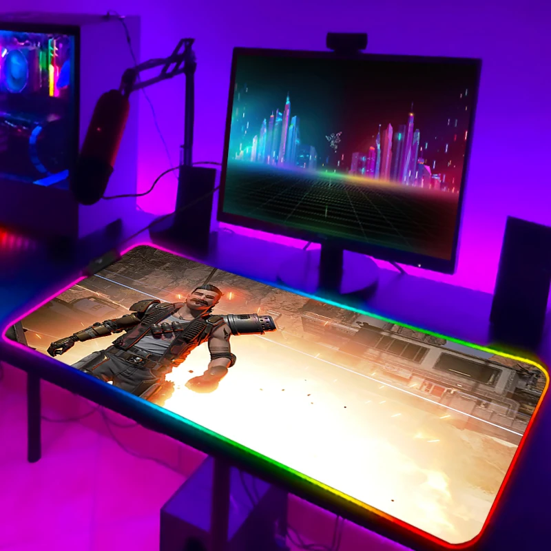 Игровой коврик для мыши Apex Legends, RGB коврик для ноутбука, Женский компьютерный коврик для мыши, Аниме настольный коврик для ПК, клавиатура Xxl