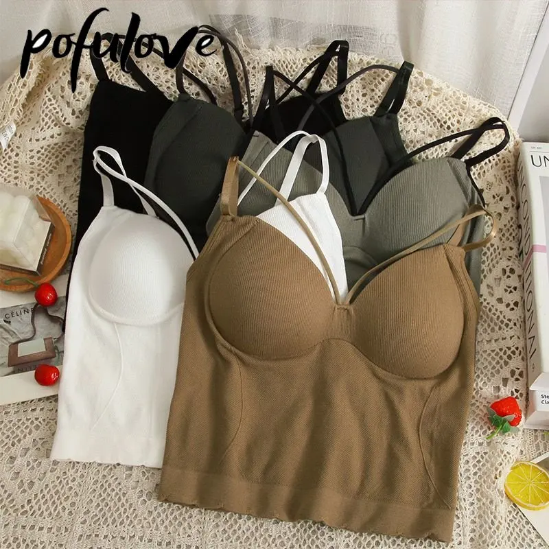 

Летняя майка с регулируемыми бретельками женская цельный топ с фиксированной чашкой внутренняя одежда для груди Красивая спинка длинный стиль оптовая продажа