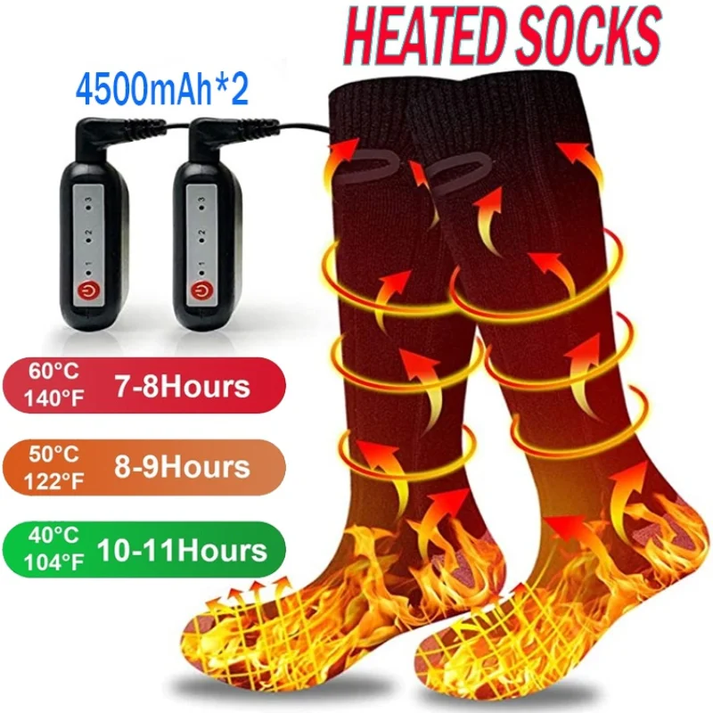 

Теплые носки, зимние теплые длинные носки с электрическим подогревом, эластичные носки, подогрев ног, стельки с подогревом для мужчин и женщ...