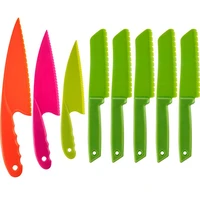 kitchen cooking sawtooth knife kids chef toddler cooking plastic knives slicing paring fruit vegetable cutter kitchen knives