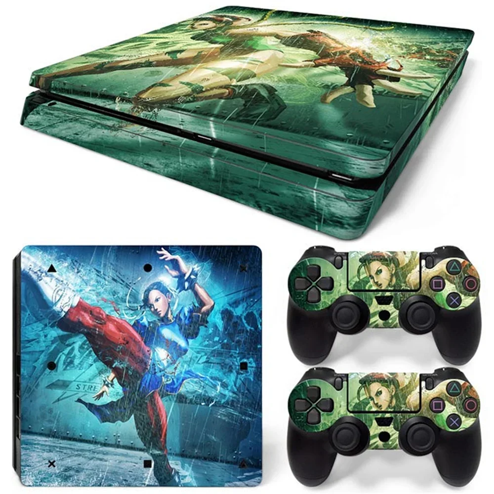 Уличный боец красочный дизайн виниловые наклейки для тонкой консоли и