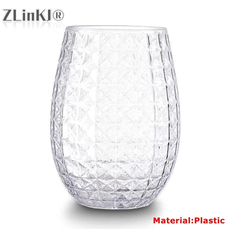 12OZ Plastic Wine Glasses Whiskey Cocktail Mug Juice Drinking Cups Unbreakable Reusable Glass Cup for Home Outdoor Pool Party