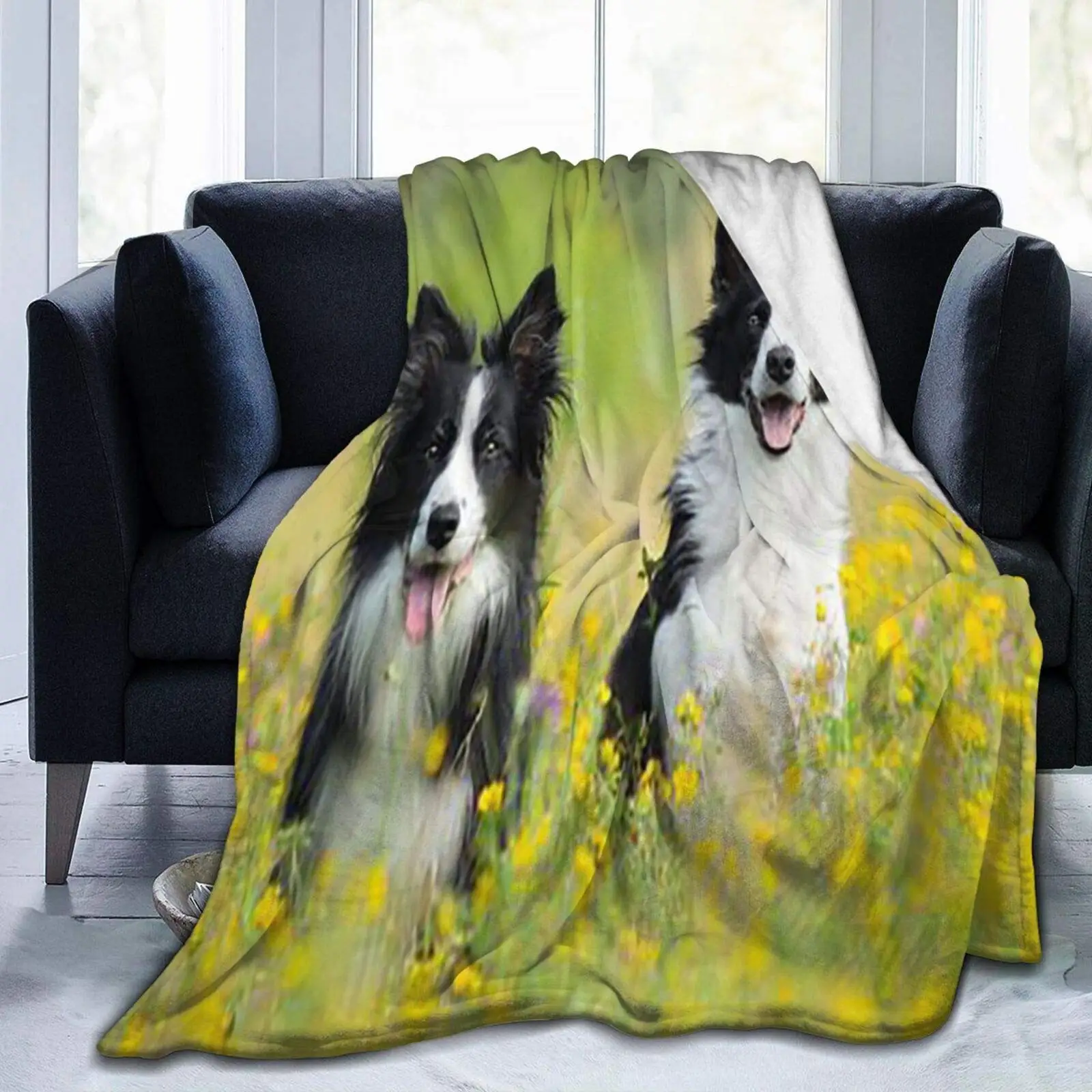

Fuzzy Warm Throw Blanket for Bed Sofa Couch House Warm Decor Gifts Idea Water Fleece Border Collie Running In The Throw Blanket