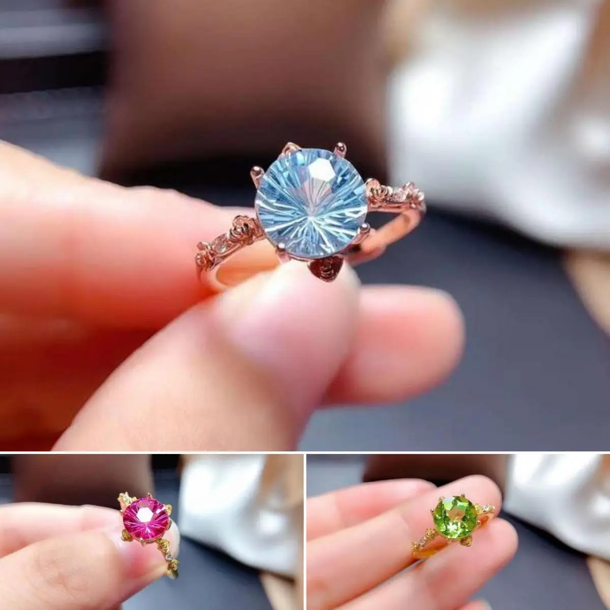 

FS Inlay 8*8 Natural High Quality Topaz Olivine Ring S925 Sterling Silver Fine Fashion Wedding Charm Jewelry for Women MeiBaPJ