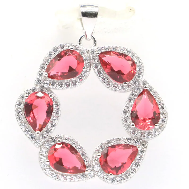 

29x26mm European Design 3.3g Pink Raspberry Rhodolite Garnet Tanzanite CZ Daily Wear Real 925 Solid Sterling Silver Pendant