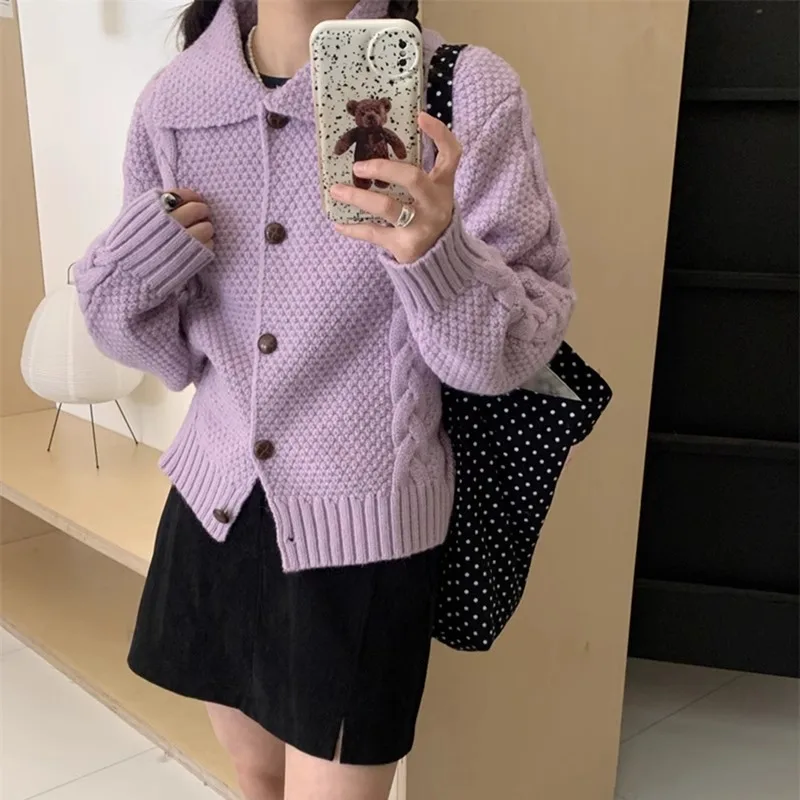 Кардиган Korobov женский в японском стиле свитер с лацканами и воском милая одежда