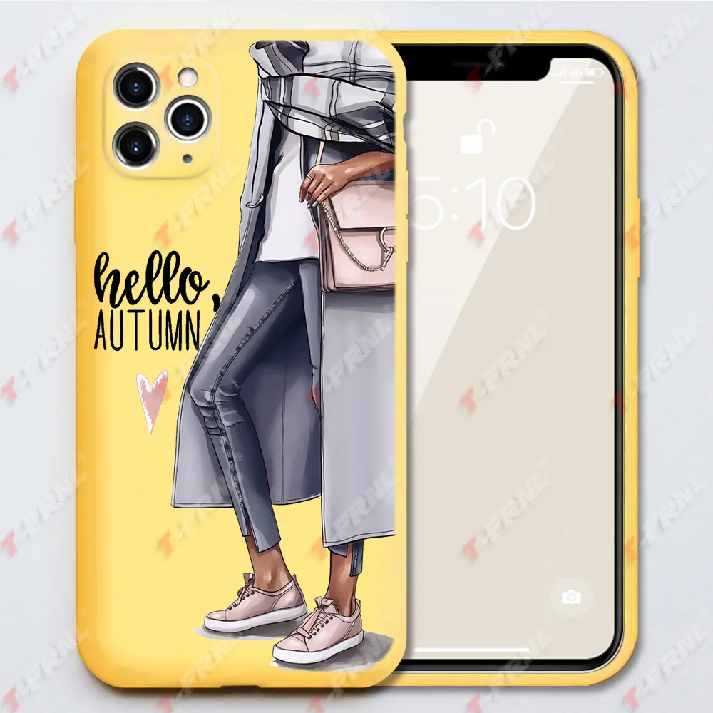 For iPhone 12 mini Pro case Yellow soft TPU case for iPhone 6 6S 7 8 Plus XS 11 13 Pro Max case Fashion women for iPhone 7 case