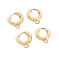 10pcs stainless steel gold earring hooks with loop round ear post with open jump ring for diy jewelry components wholesale