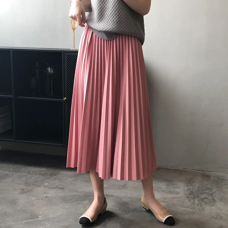 

Плиссированная женская юбка, Новинка лета 2022, Корейская версия, драпировка выше колена с высокой талией, средней длины