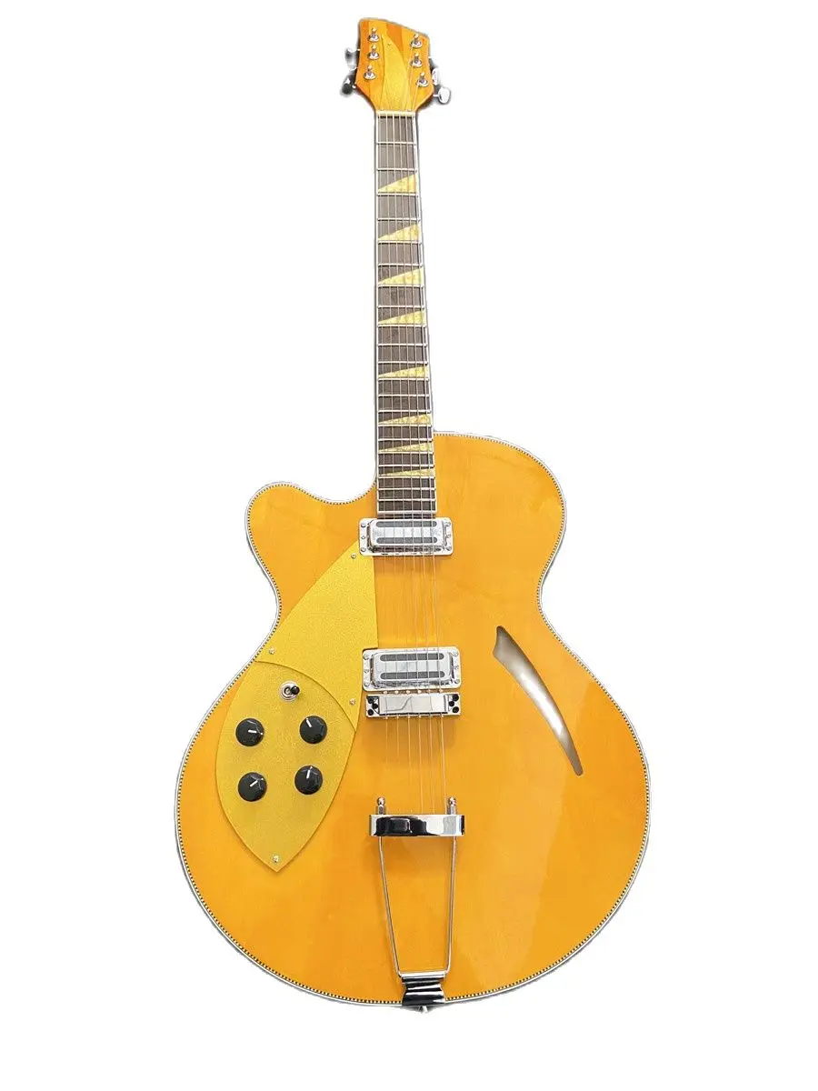 

360 electric guitar, 6 string electric guitar, yellow lacquered semi-hollow guitar, neck 3 spelling, rose wood fingerboard
