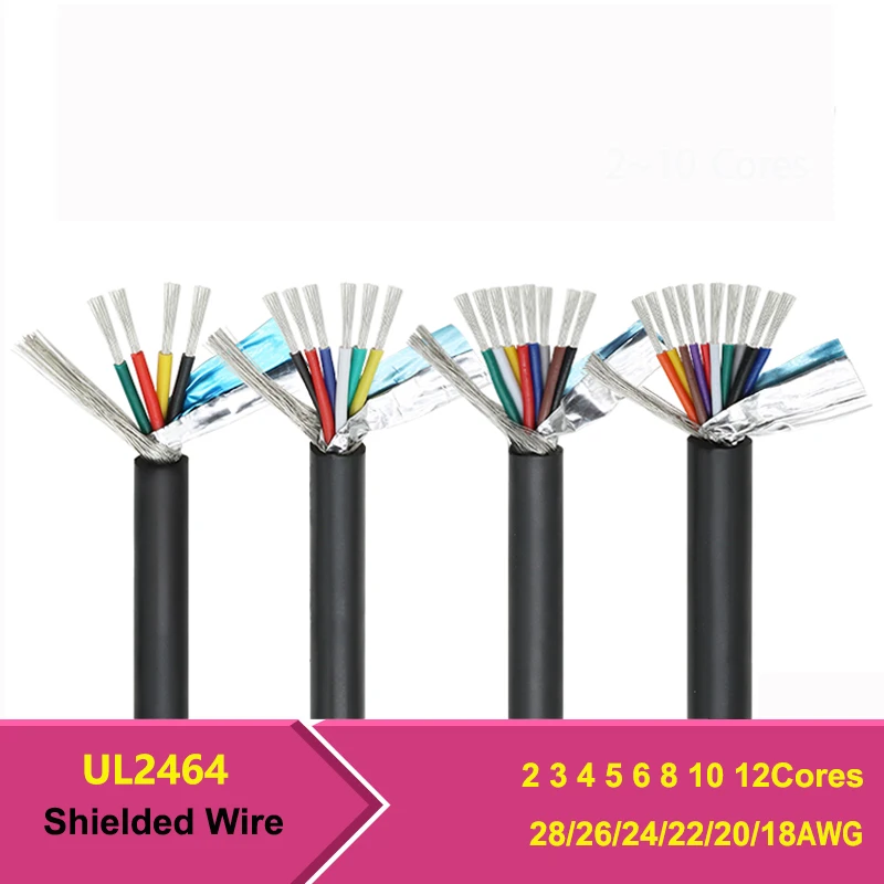 Кабель UL2464 экранированный ПВХ Wire 28 26 24 22 20 18AWG 2 ~ 10 ядер медный кабель управления