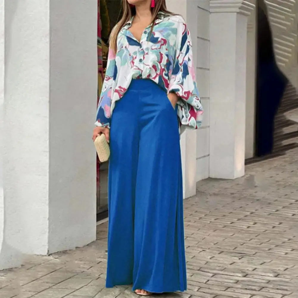 

Summer Women Two Piece Sets Sexy Long Puff Sleeve Shirt Elgant High Waist Wide Leg Pants Tracksuit Set Streetwear костюм женский