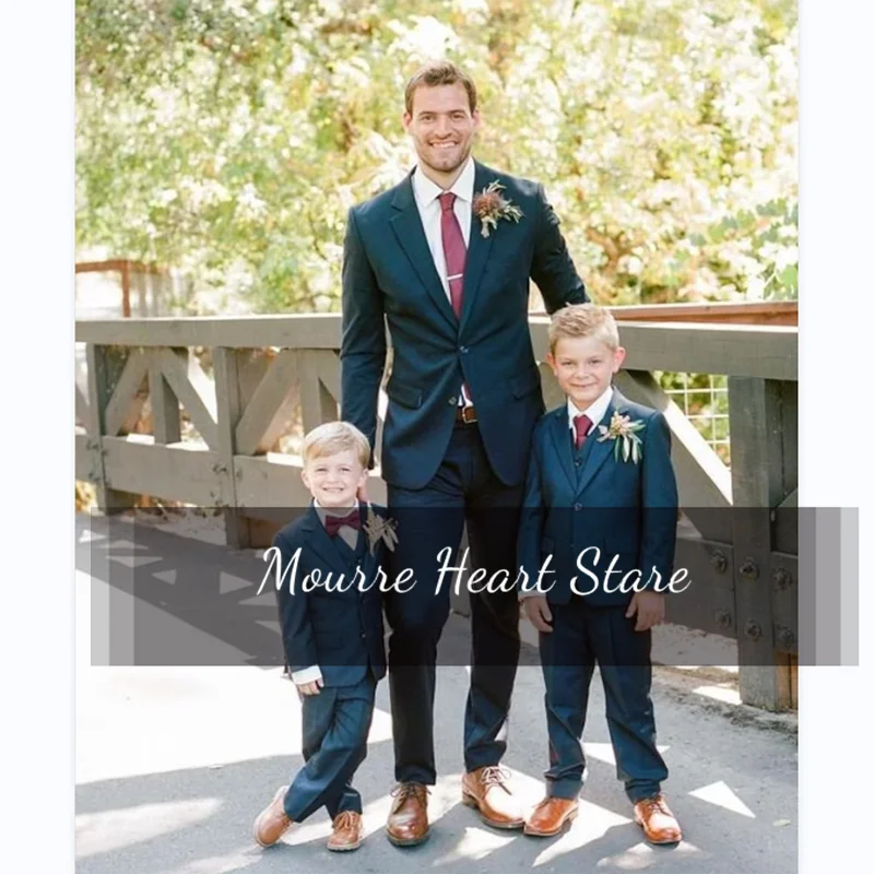 Elegant Child Wedding Suit 3 Piece Slim Fit Lapel Blazer Set Formal Officiant Children's Tuxedo