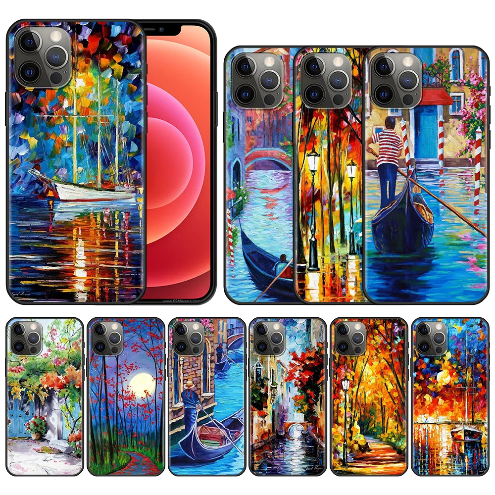 

For Apple iPhone 11 13 12 Pro Max Mini X XR XS Max 7 8 6S 6 Plus 5 5S SE(2020) Phone Case INS Street Graffiti Oil Painting